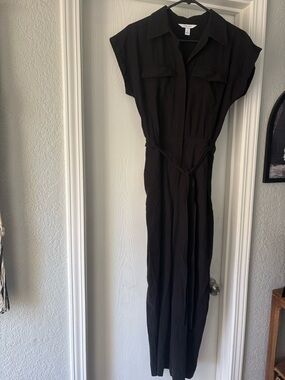 Nine West Black Utility Shirt Jumpsuit Dress with Waist Tie small